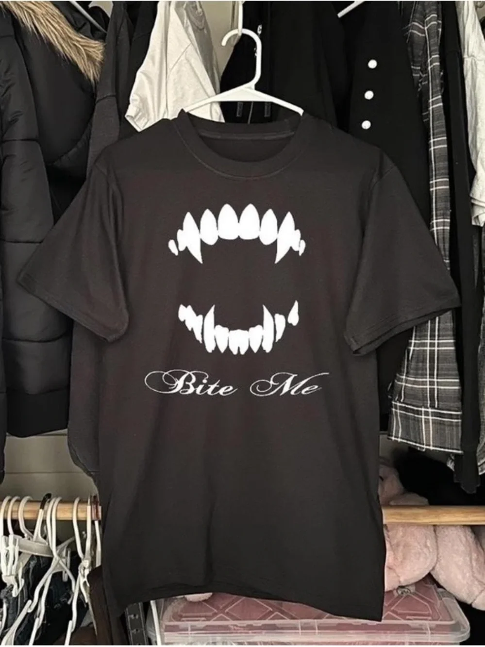 Vampire Teeth Bite Me Black T-shirt